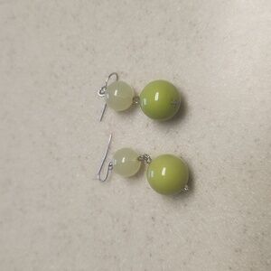 Green/Silver Drop Earrings, GUC